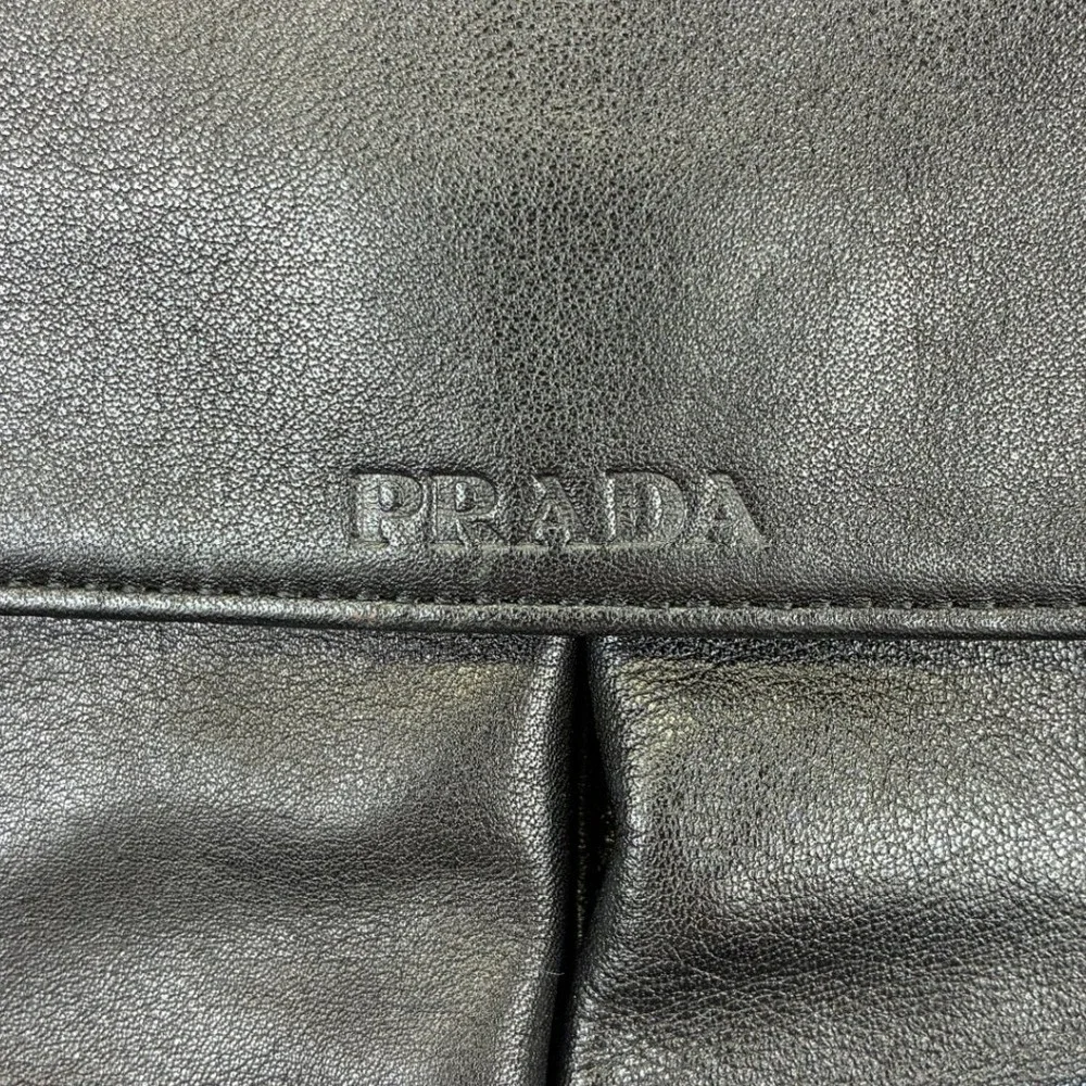 Prada Messenger Bag Men's OS Black Leather Crossbody Italian Designer Luxury